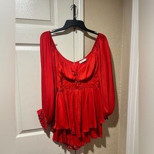 Red long sleeve Romper